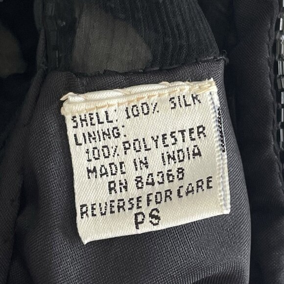 Laurence Kazar VTG Black Beaded Silk Evening Gown Dress Formal High Neck Size PS - Picture 4 of 16